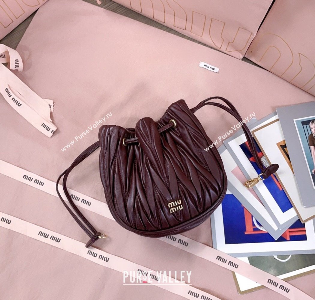 Miu Miu Matelasse Nappa Leather Pouch Burgundy 2025 5ND022 (JD-250926005)