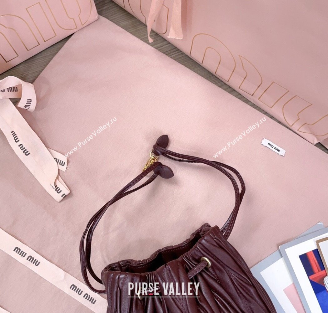 Miu Miu Matelasse Nappa Leather Pouch Burgundy 2025 5ND022 (JD-250926005)