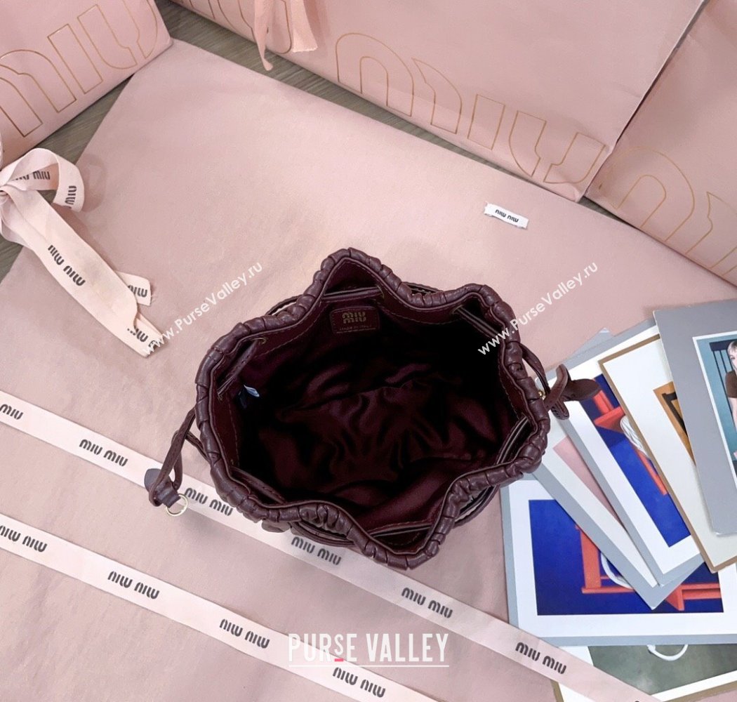Miu Miu Matelasse Nappa Leather Pouch Burgundy 2025 5ND022 (JD-250926005)
