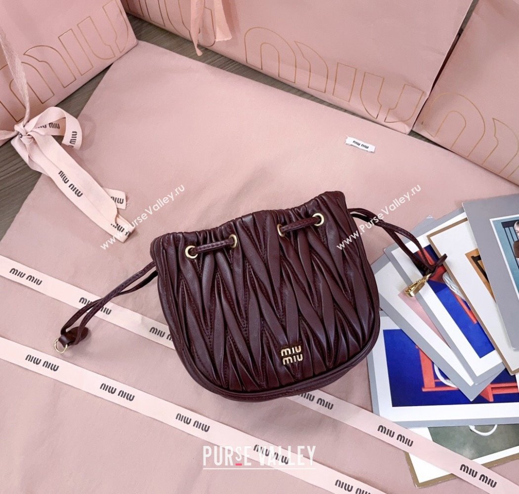 Miu Miu Matelasse Nappa Leather Pouch Burgundy 2025 5ND022 (JD-250926005)