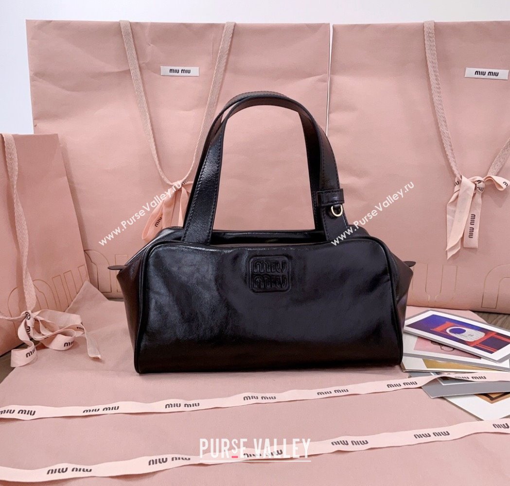Miu Miu Leather Top-Handle Bag Black 2025 5BB182 (JD-250926007)