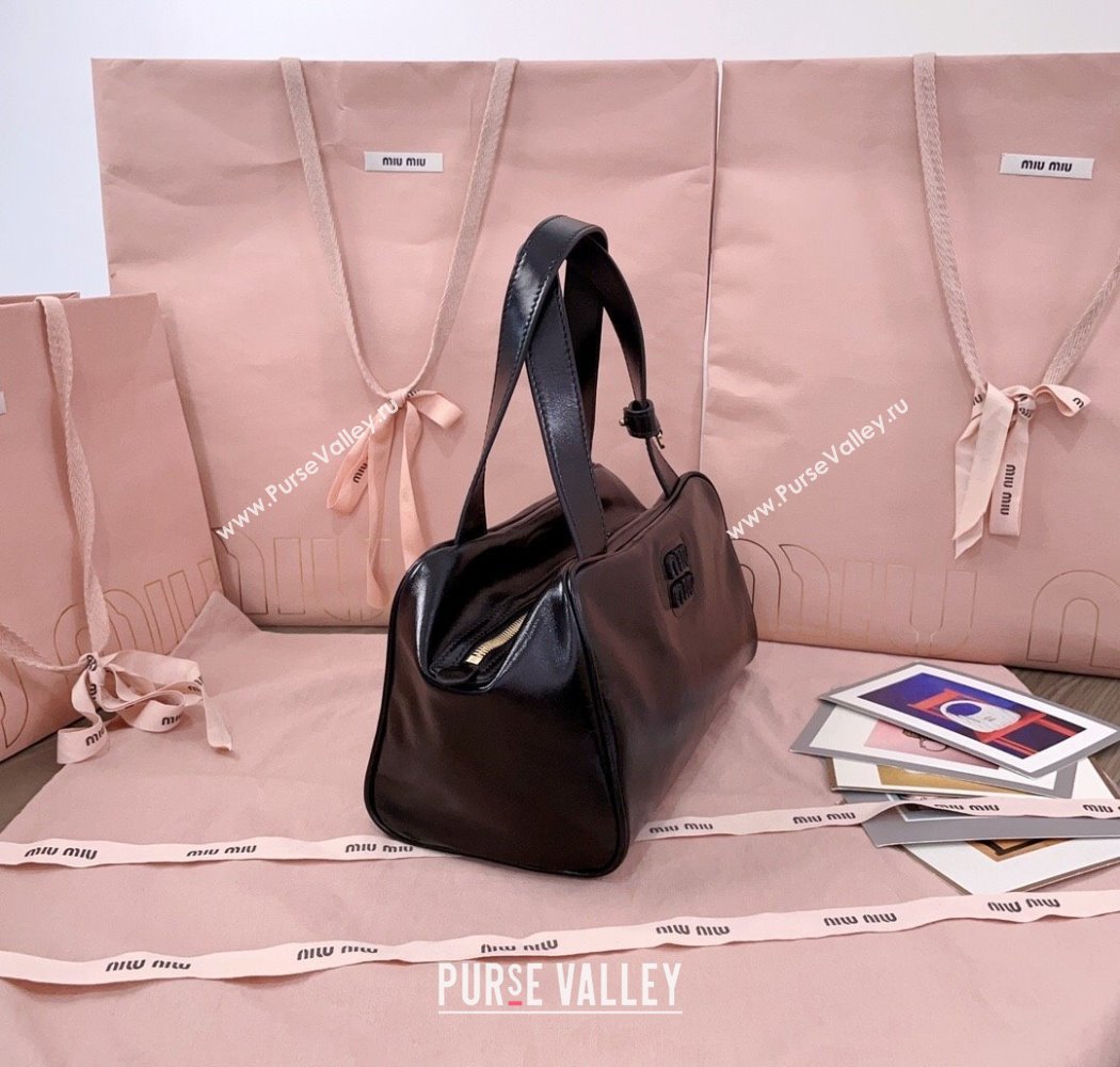 Miu Miu Leather Top-Handle Bag Black 2025 5BB182 (JD-250926007)