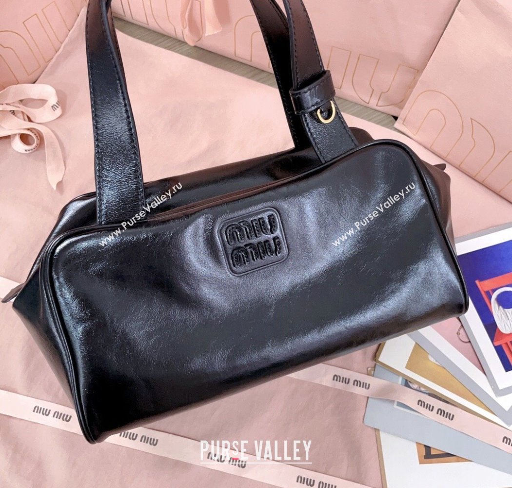 Miu Miu Leather Top-Handle Bag Black 2025 5BB182 (JD-250926007)