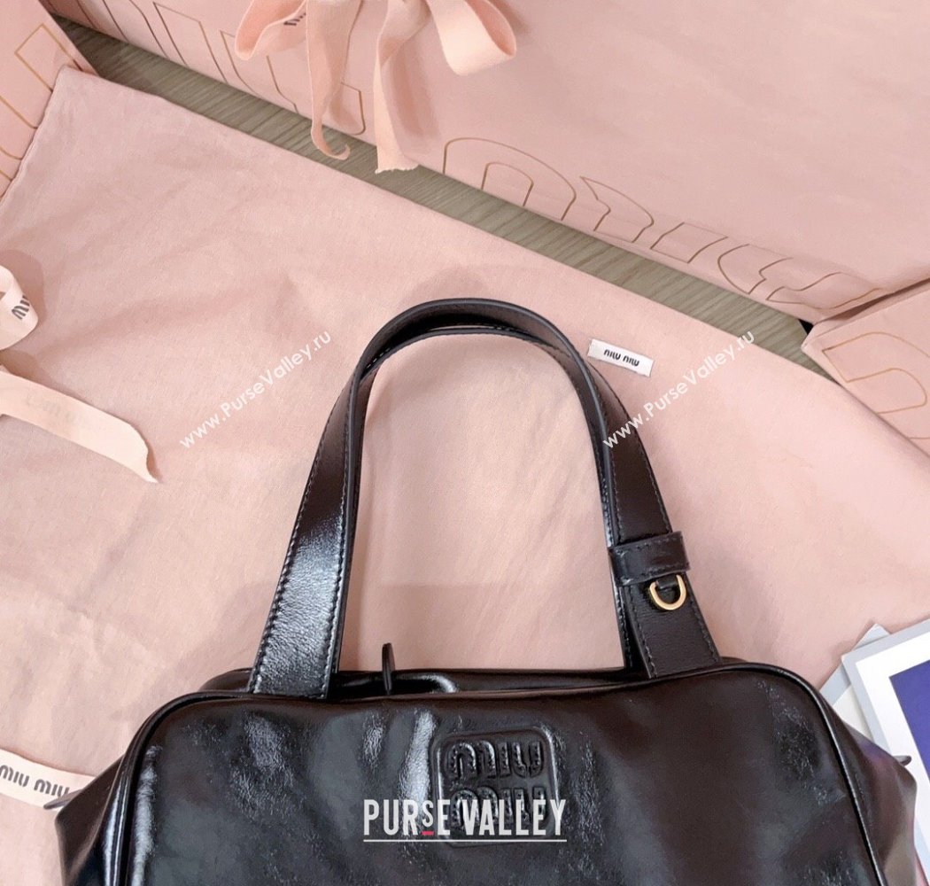 Miu Miu Leather Top-Handle Bag Black 2025 5BB182 (JD-250926007)