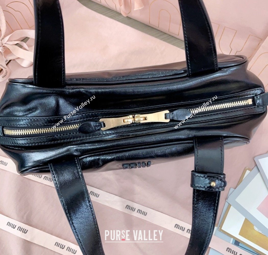 Miu Miu Leather Top-Handle Bag Black 2025 5BB182 (JD-250926007)