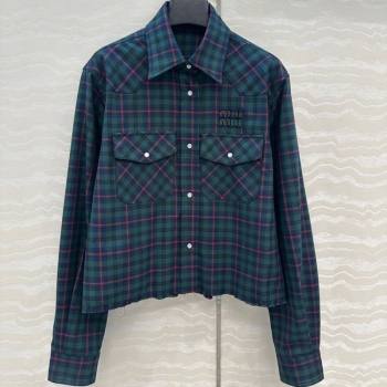 Miu Miu Plaid Shirt Blue/Green/Red 2025 MM101407 (QI-251014010)