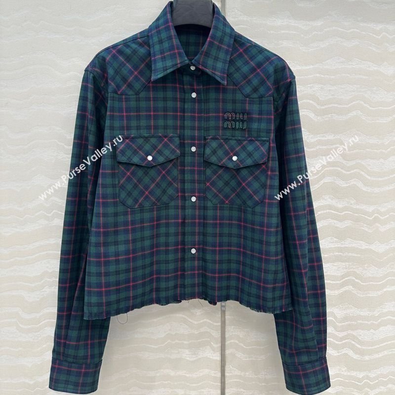 Miu Miu Plaid Shirt Blue/Green/Red 2025 MM101407 (QI-251014010)