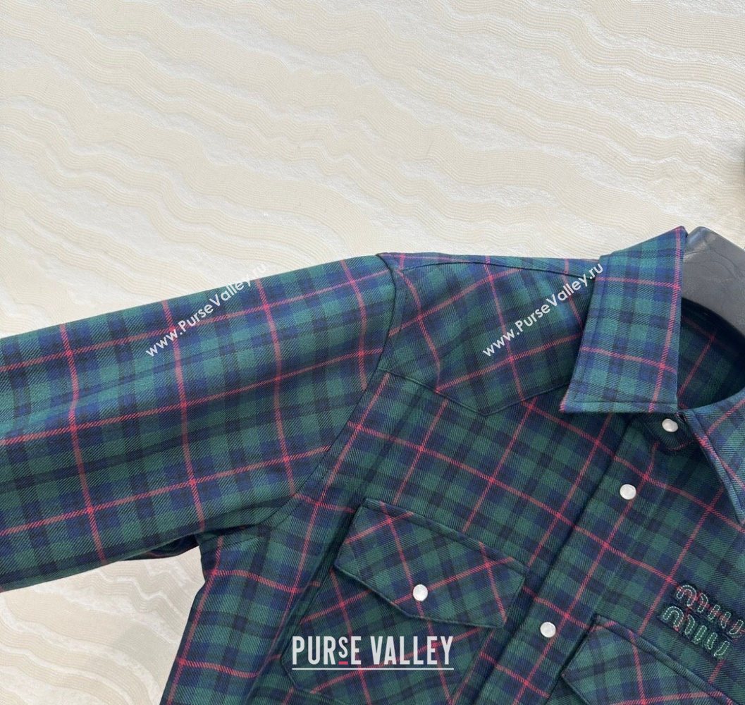 Miu Miu Plaid Shirt Blue/Green/Red 2025 MM101407 (QI-251014010)