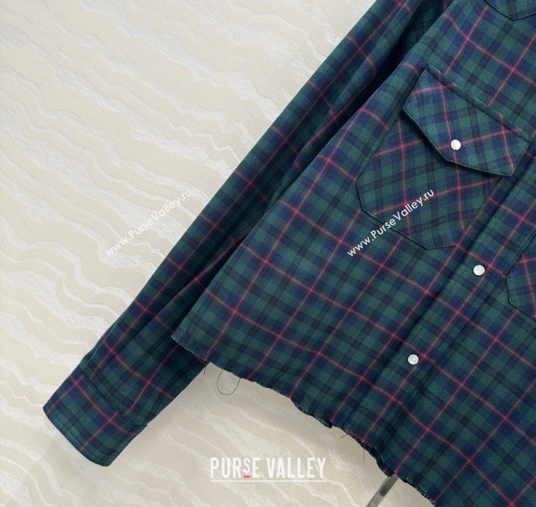 Miu Miu Plaid Shirt Blue/Green/Red 2025 MM101407 (QI-251014010)