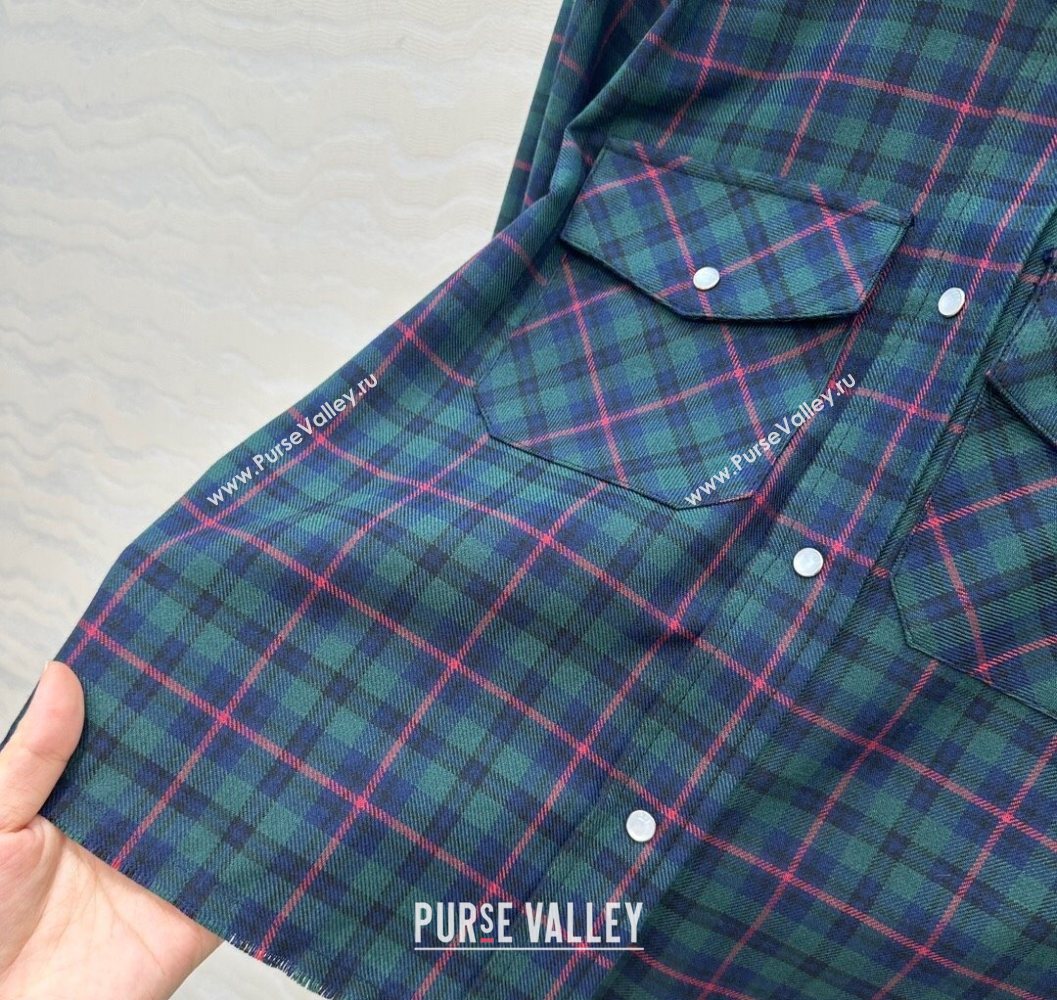 Miu Miu Plaid Shirt Blue/Green/Red 2025 MM101407 (QI-251014010)