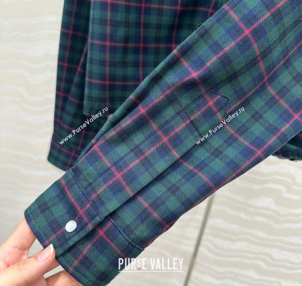 Miu Miu Plaid Shirt Blue/Green/Red 2025 MM101407 (QI-251014010)