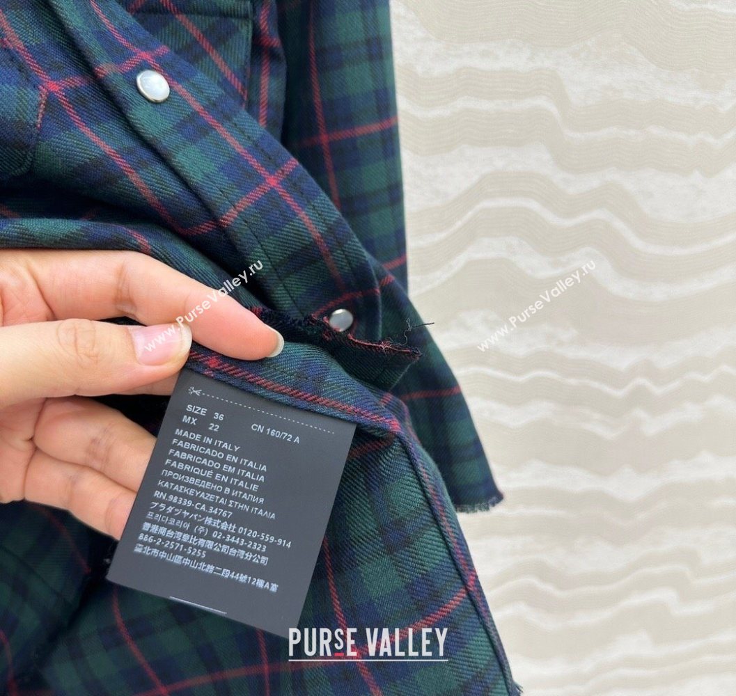 Miu Miu Plaid Shirt Blue/Green/Red 2025 MM101407 (QI-251014010)