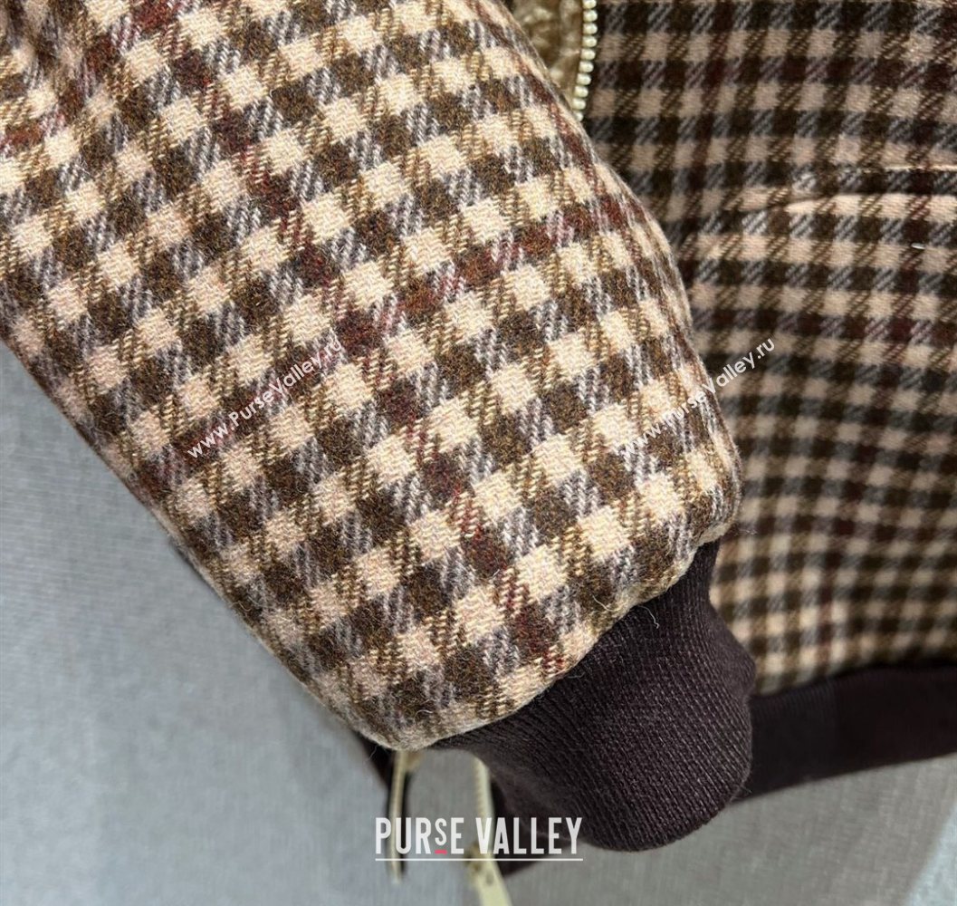 Miu Miu Wool Blend Plaid Jacket with Lining Brown 2025 MM101402 (QI-251014004)