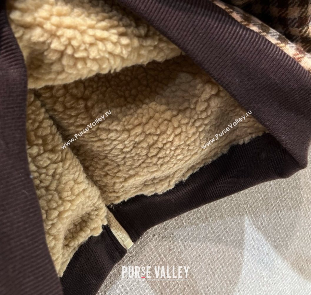 Miu Miu Wool Blend Plaid Jacket with Lining Brown 2025 MM101402 (QI-251014004)