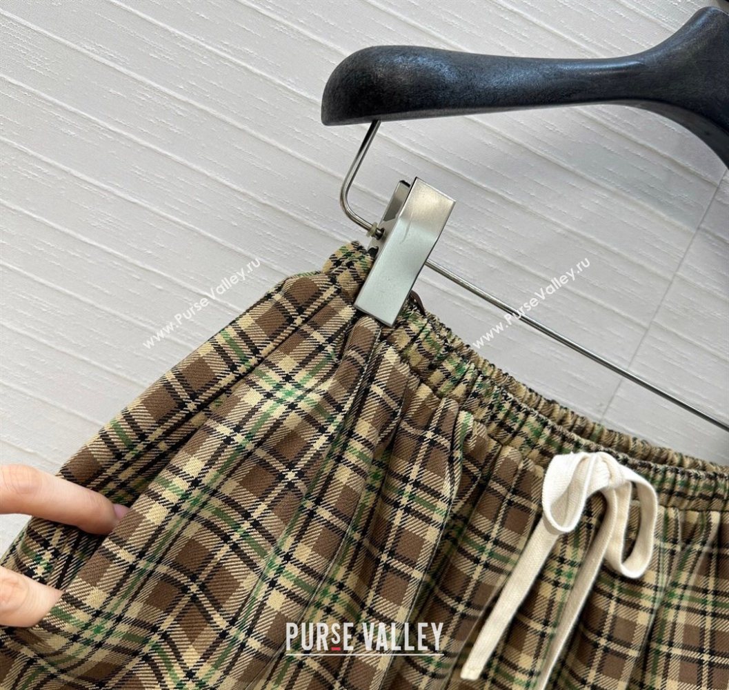 Miu Miu Cotton Plaid Mini Shorts Brown/Yellow/Green 2025 MM101404 (QI-251014006)