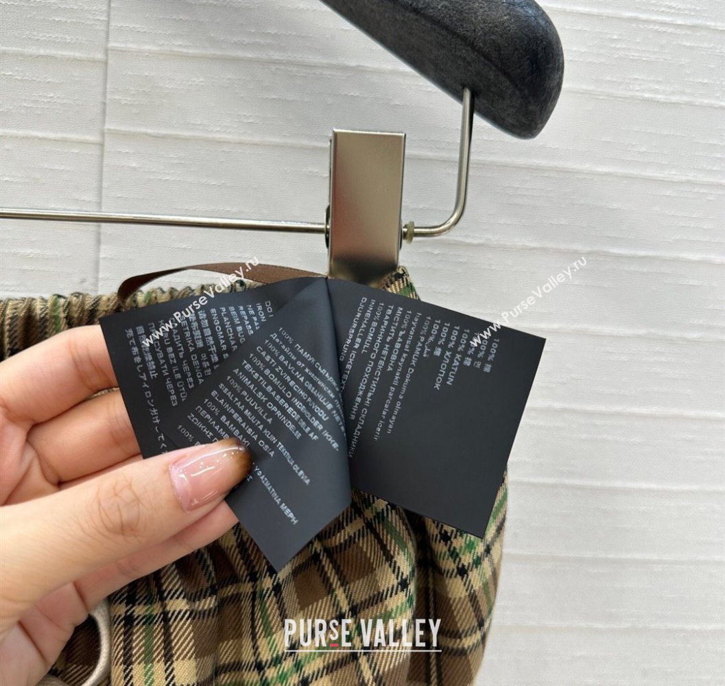 Miu Miu Cotton Plaid Mini Shorts Brown/Yellow/Green 2025 MM101404 (QI-251014006)