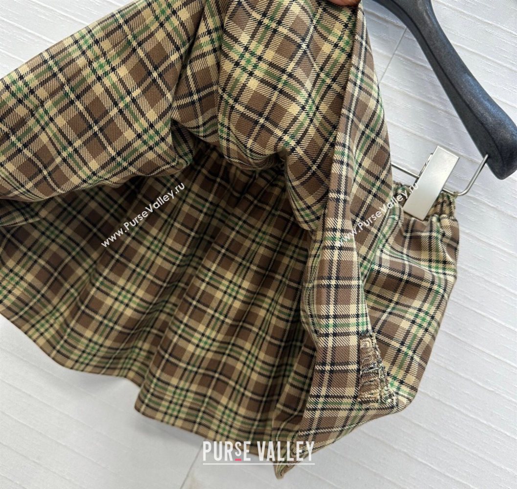Miu Miu Cotton Plaid Mini Shorts Brown/Yellow/Green 2025 MM101404 (QI-251014006)