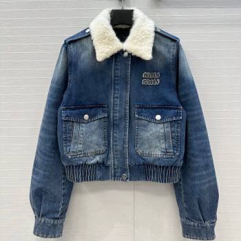 Miu Miu Denim Jacket with Cotton Padded Blue 2025 MM101421 (QI-251014049)