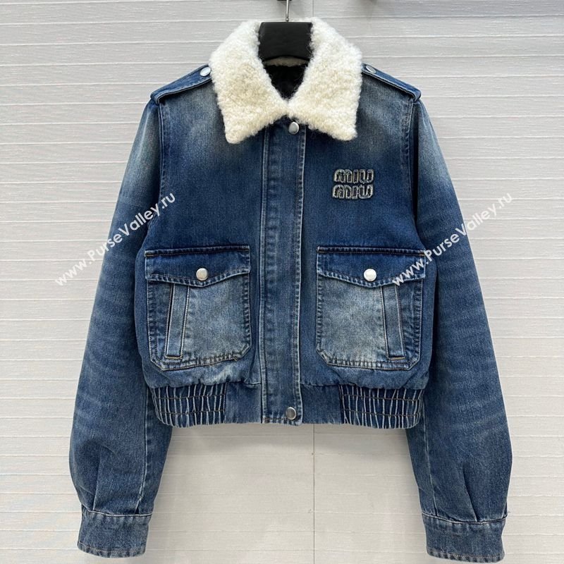 Miu Miu Denim Jacket with Cotton Padded Blue 2025 MM101421 (QI-251014049)