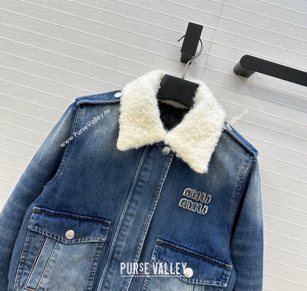 Miu Miu Denim Jacket with Cotton Padded Blue 2025 MM101421 (QI-251014049)