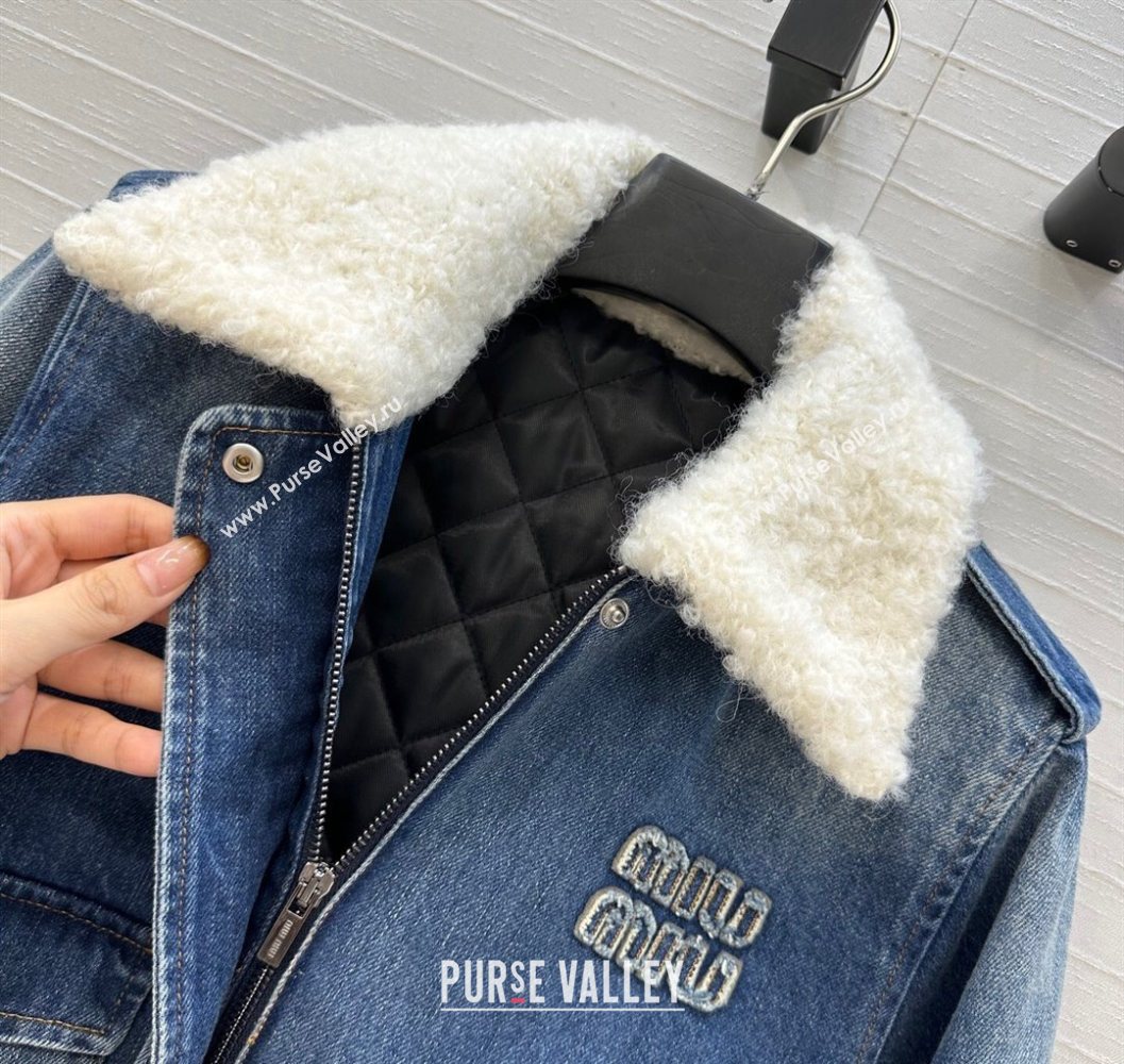 Miu Miu Denim Jacket with Cotton Padded Blue 2025 MM101421 (QI-251014049)