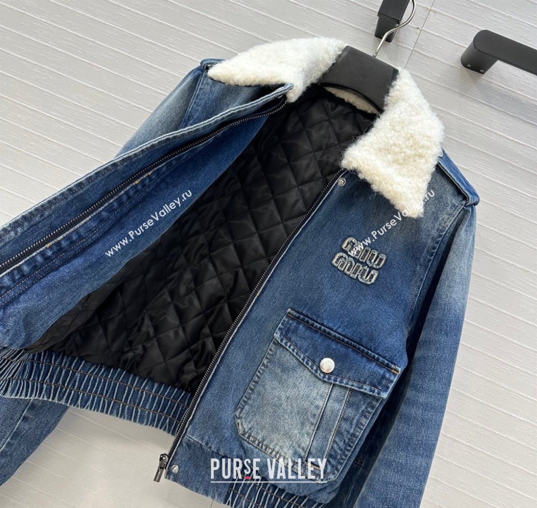 Miu Miu Denim Jacket with Cotton Padded Blue 2025 MM101421 (QI-251014049)
