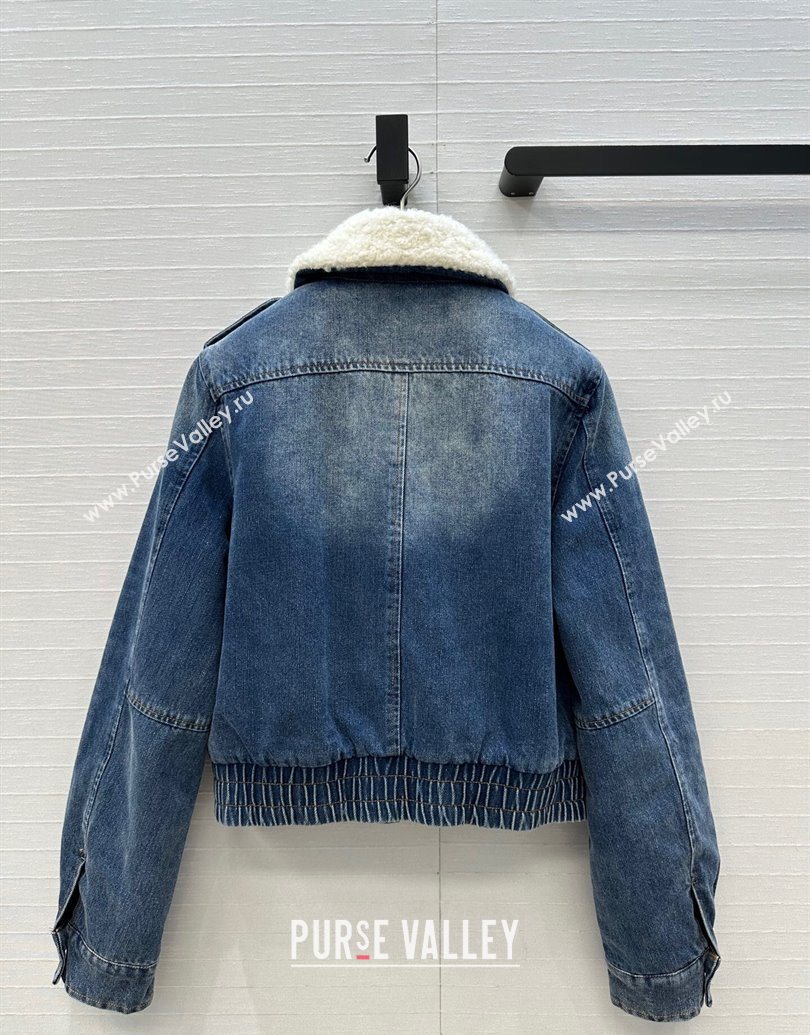 Miu Miu Denim Jacket with Cotton Padded Blue 2025 MM101421 (QI-251014049)