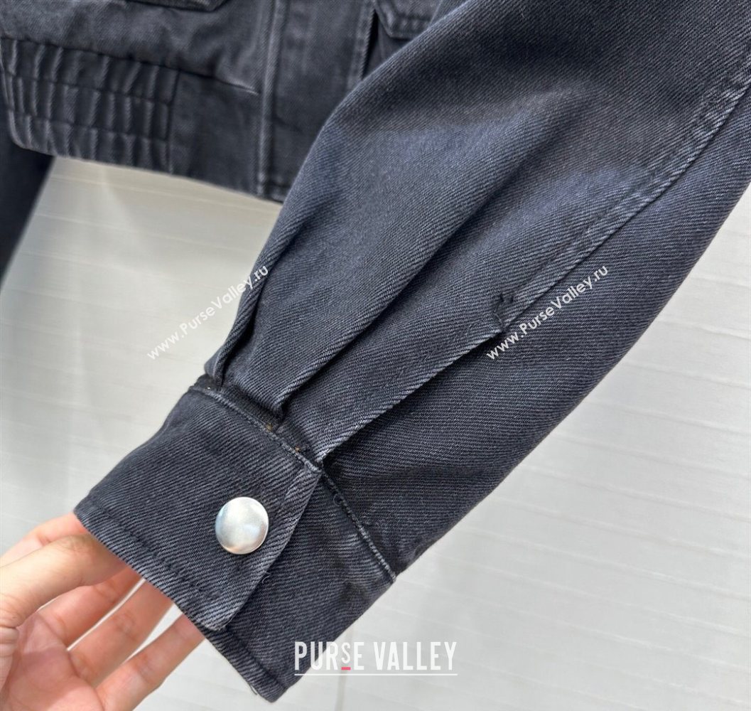 Miu Miu Denim Jacket with Cotton Padded Black 2025 MM101421 (QI-251014050)