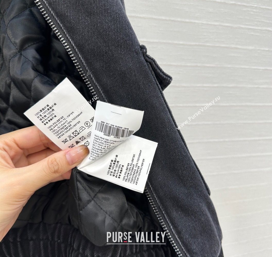 Miu Miu Denim Jacket with Cotton Padded Black 2025 MM101421 (QI-251014050)