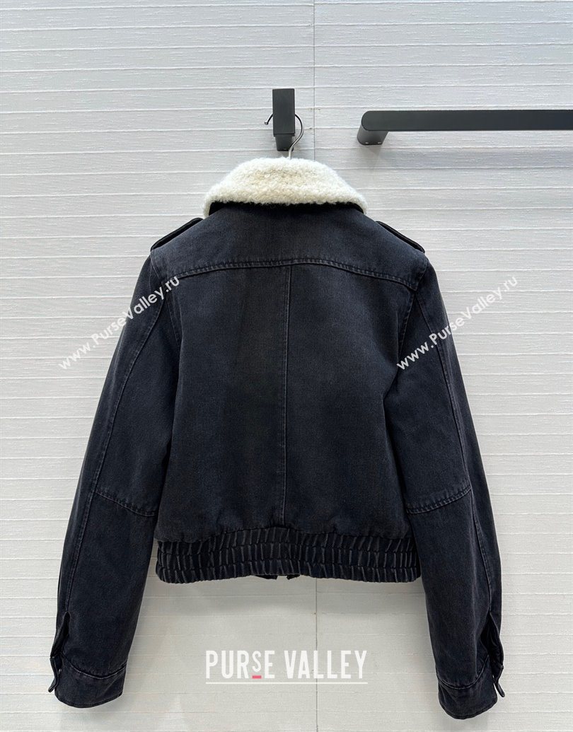 Miu Miu Denim Jacket with Cotton Padded Black 2025 MM101421 (QI-251014050)
