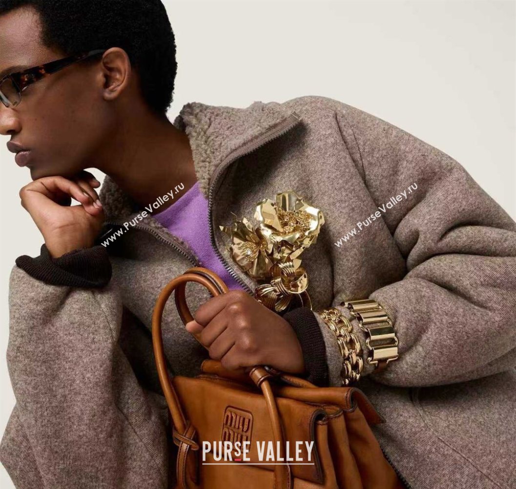 Miu Miu Shearling Blend Jacket Grey 2025 MM101411 (QI-251014026)