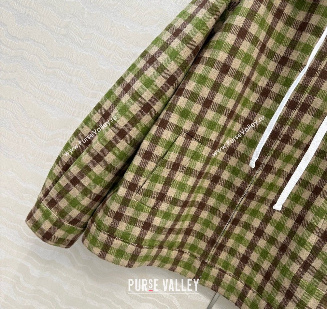 Miu Miu Plaid Jacket with Hoodie Green/Brown 2025 MM101401 (QI-251014002)