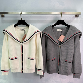 Miu Miu Wool Cardigan White/Grey 2025 MM101418 (QI-251014041)