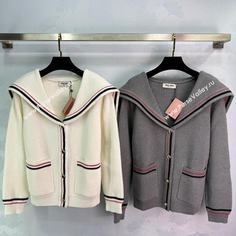 Miu Miu Wool Cardigan White/Grey 2025 MM101418 (QI-251014041)