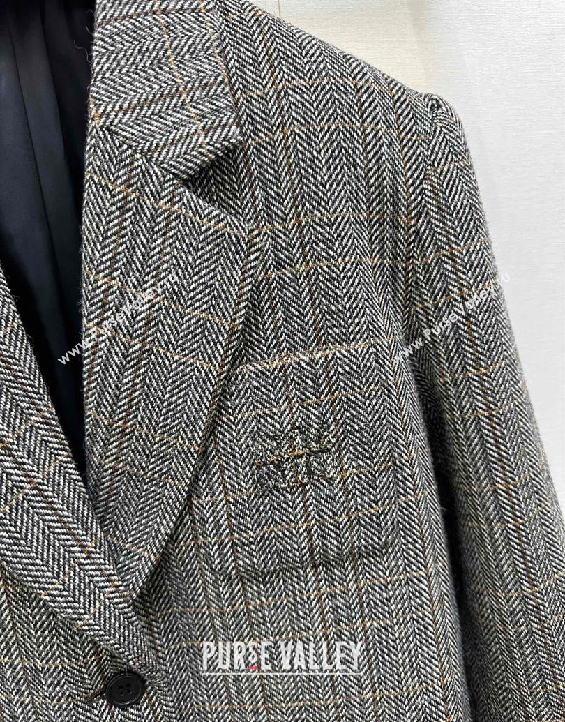 Miu Miu Wool Jacket Black/Grey/White 2025 MM101422 (QI-251014052)