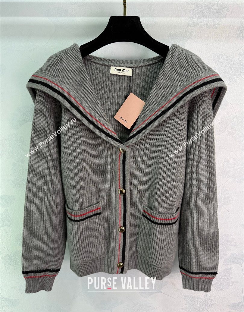 Miu Miu Wool Cardigan White/Grey 2025 MM101418 (QI-251014041)