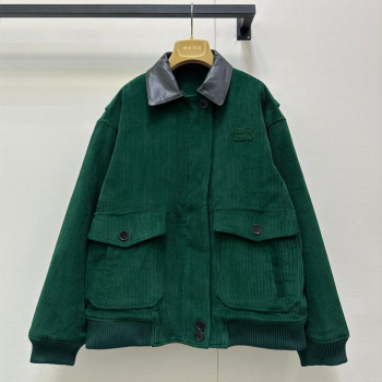 Miu Miu Corduroy Padded Jacket Green 2025 MM101419 (QI-251014044)