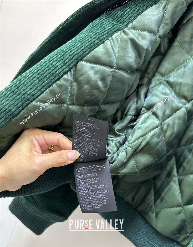 Miu Miu Corduroy Padded Jacket Green 2025 MM101419 (QI-251014044)