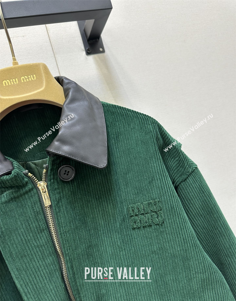 Miu Miu Corduroy Padded Jacket Green 2025 MM101419 (QI-251014044)