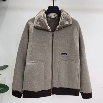 Miu Miu Shearling Blend Jacket Grey 2025 MM101411 (QI-251014026)