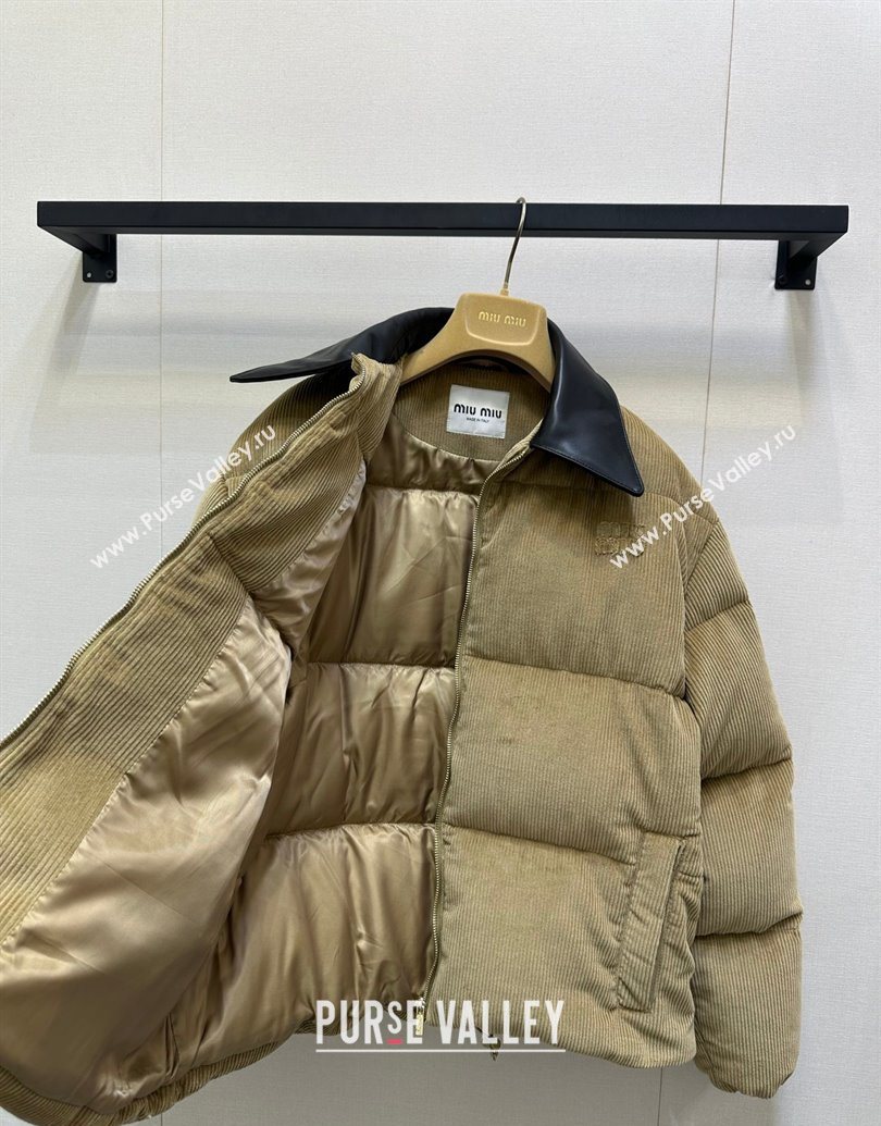 Miu Miu Corduroy Down Jacket Beige 2025 MIU0903025 (QI-251014045)