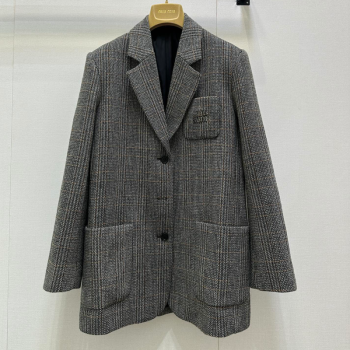 Miu Miu Wool Jacket Black/Grey/White 2025 MM101422 (QI-251014052)