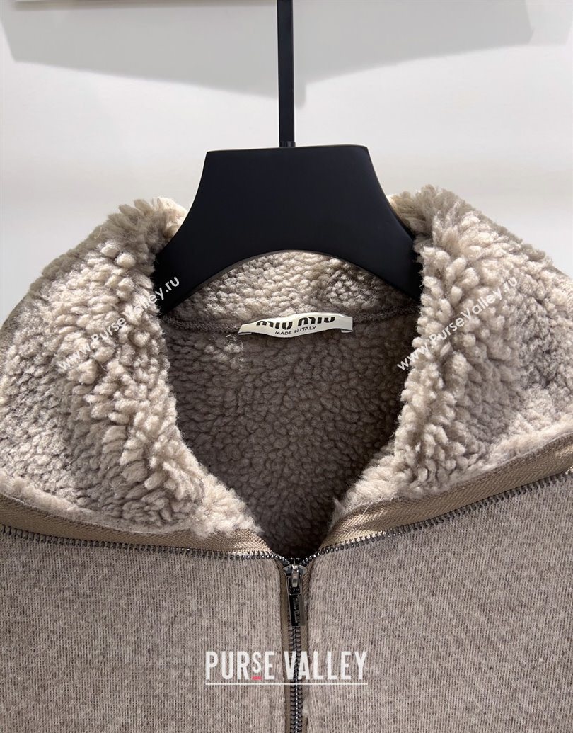 Miu Miu Shearling Blend Jacket Grey 2025 MM101411 (QI-251014026)