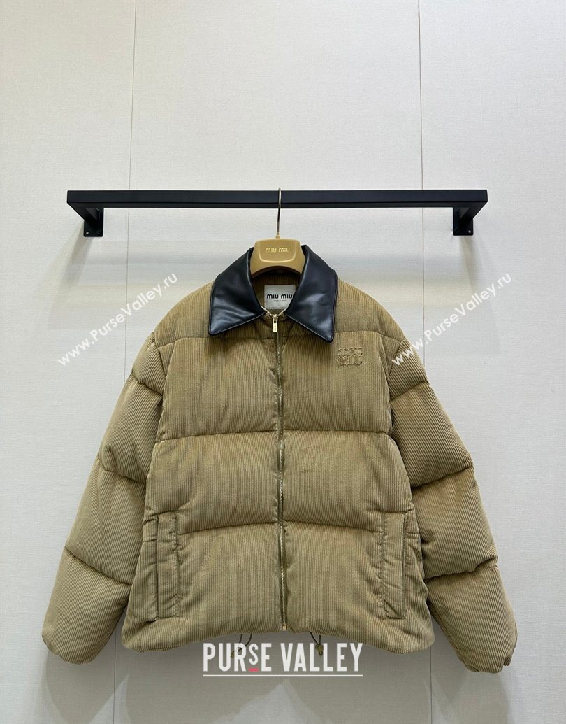 Miu Miu Corduroy Down Jacket Beige 2025 MIU0903025 (QI-251014045)