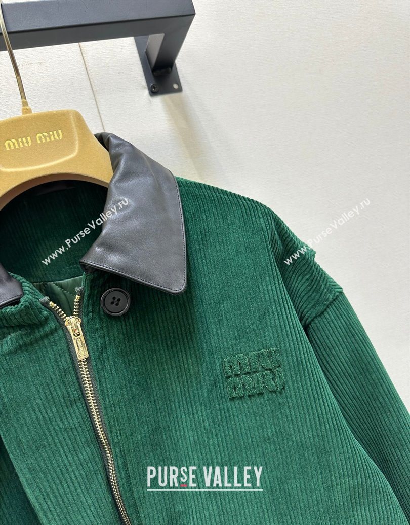 Miu Miu Corduroy Padded Jacket Green 2025 MM101419 (QI-251014044)