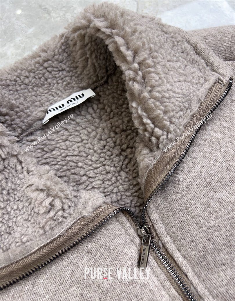 Miu Miu Shearling Blend Jacket Grey 2025 MM101411 (QI-251014026)