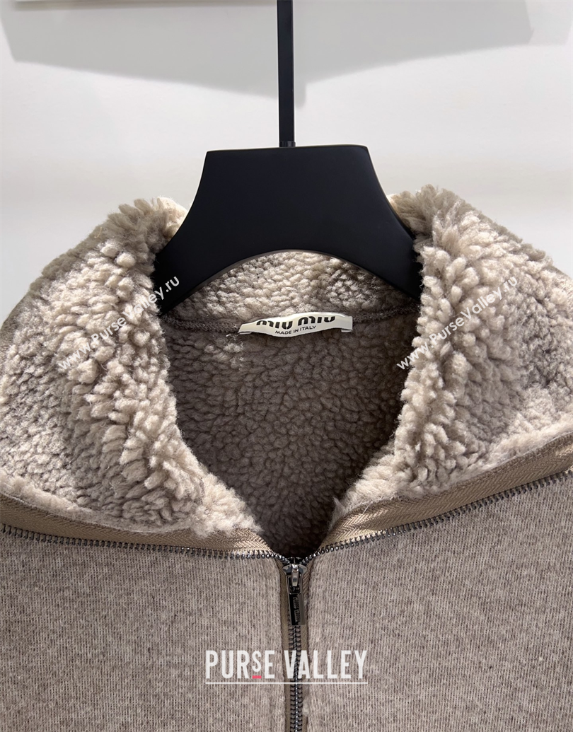 Miu Miu Shearling Blend Jacket Grey 2025 MM101411 (QI-251014026)