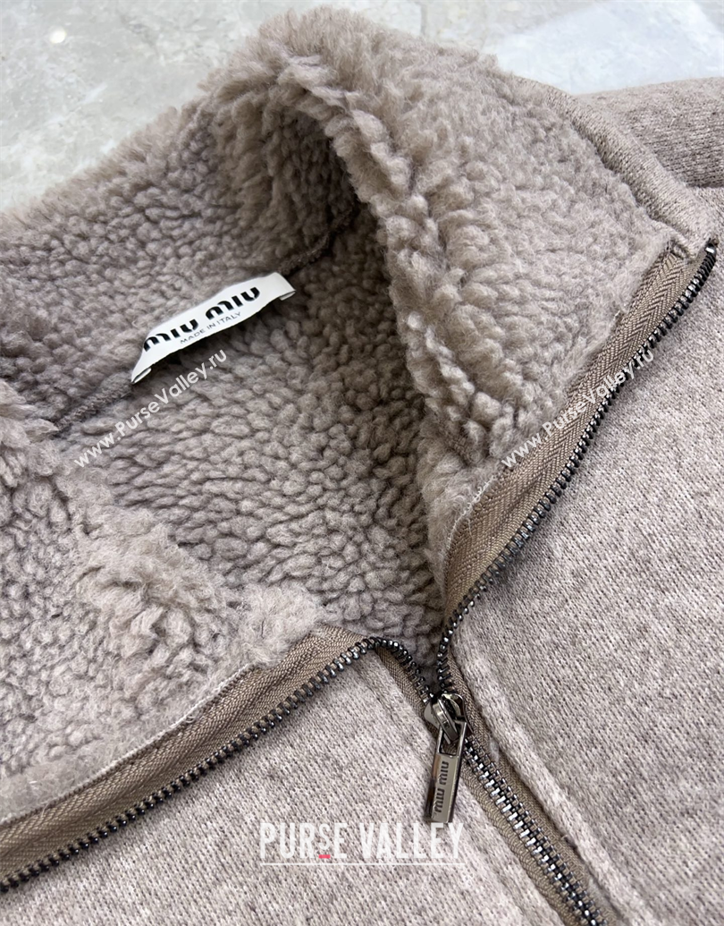 Miu Miu Shearling Blend Jacket Grey 2025 MM101411 (QI-251014026)