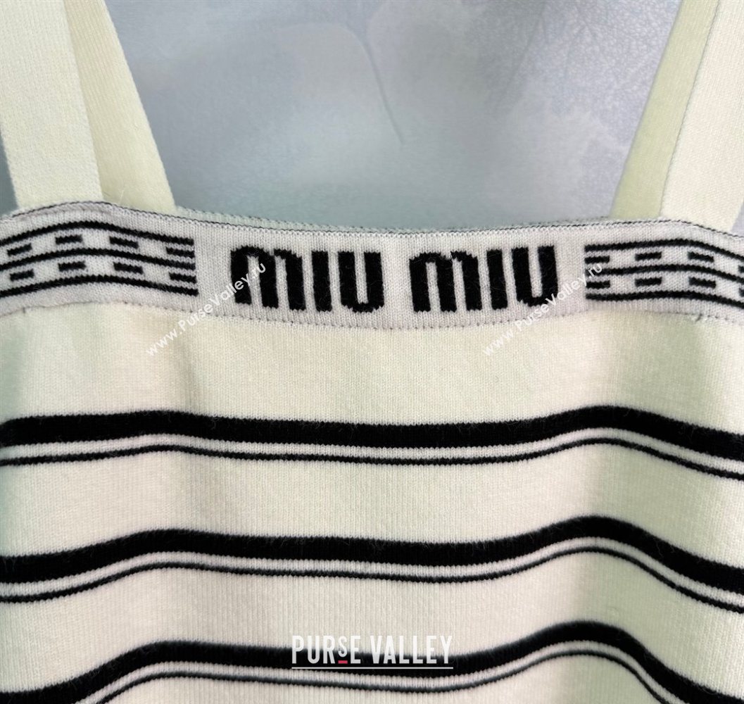 Miu Miu Wool Striped Vest White/Black 2025 MM101401 (QI-251014001)