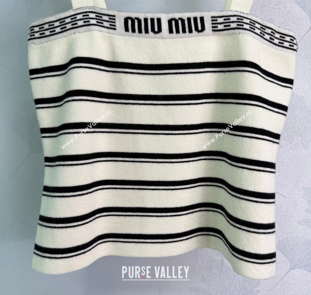 Miu Miu Wool Striped Vest White/Black 2025 MM101401 (QI-251014001)
